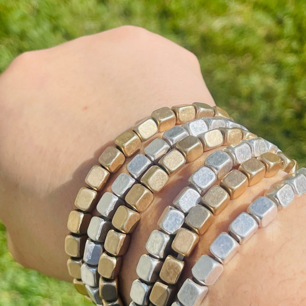 Bracelet Stack For Women Elegant Gold and Silver Beaded Bracelet Set